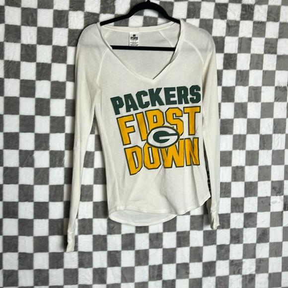 Victoria secret packers v neck long sleeve, waffle nit shirt - Picture 1 of 7